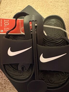 Nike Black Slide Sandals with White Swoosh